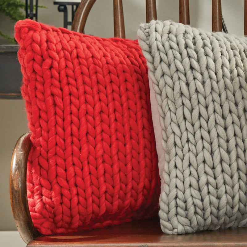 CHUNKY KNIT PILLOW COVER 18" - RED