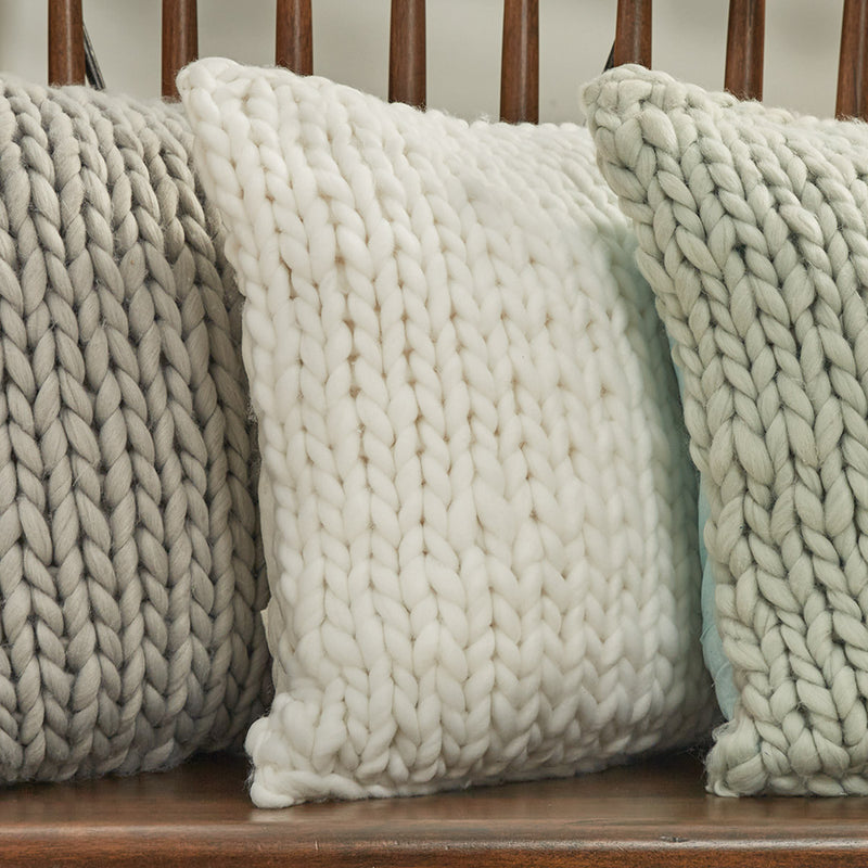 CHUNKY KNIT PILLOW COVER 18" - WHITE