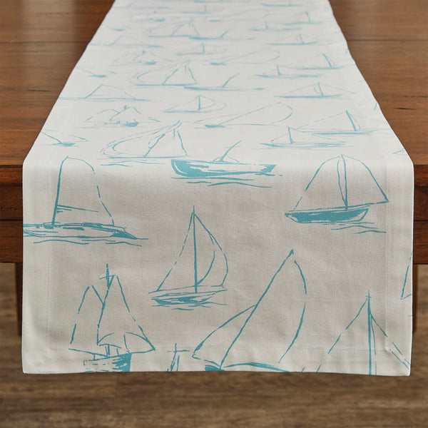 SAILBOATS TABLE RUNNER - 54"L - SKY