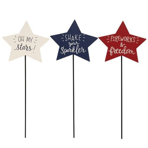 Patriotic Star Plant Stake, 3 Asstd.