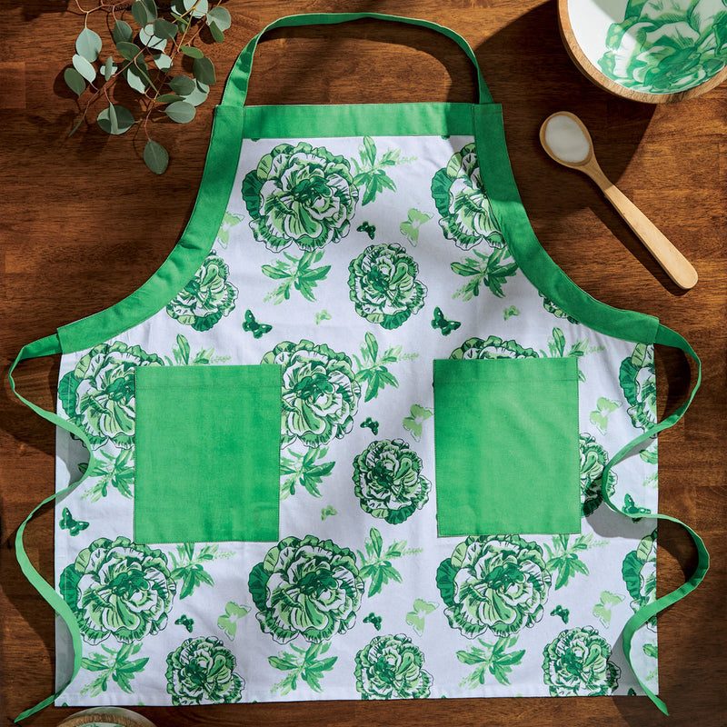 FLORALS AND FLITTERS APRON - GREEN