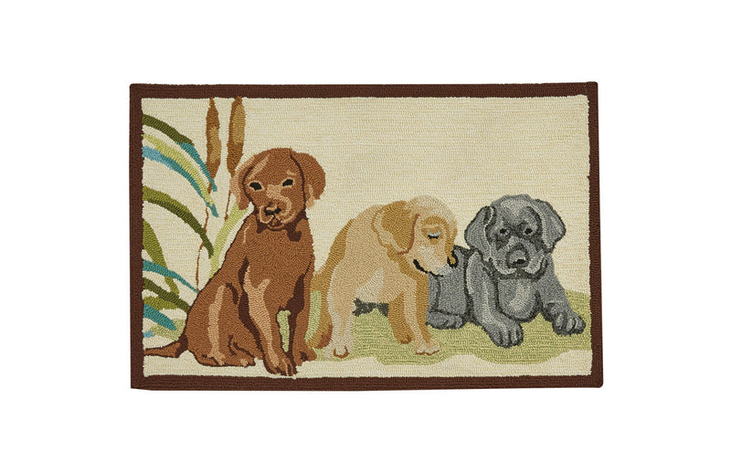 LAB PUPPIES INDOOR/OUTDOOR HOOKED RUG - 2' X 3'