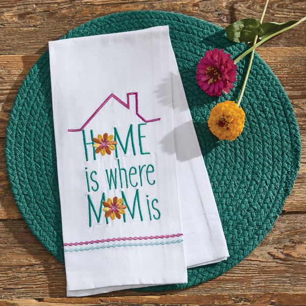 HOME IS WHERE MOM IS DECORATIVE DISHTOWEL