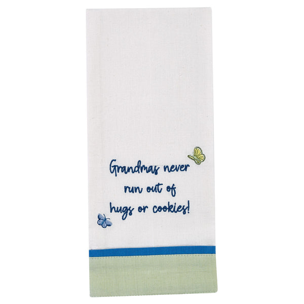 GRANDMAS NEVER RUN OUT EMBROIDERED DISHTOWEL