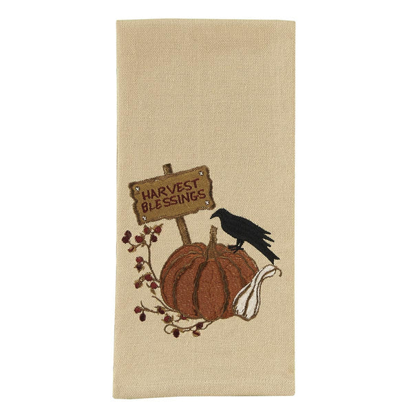 CROW PUMPKIN EMBROIDERED DISHTOWEL