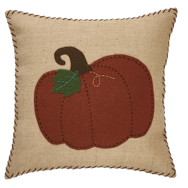 PUMPKIN BURLAP/FELT PILLOW COVER 20"