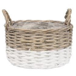 3/Set, White Dipped Willow Bushel Basket Planters