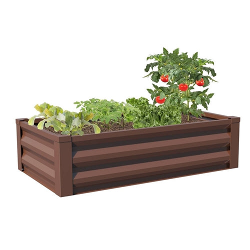 Brown Powder Coated Metal Raised Garden Bed Planter Made In USA