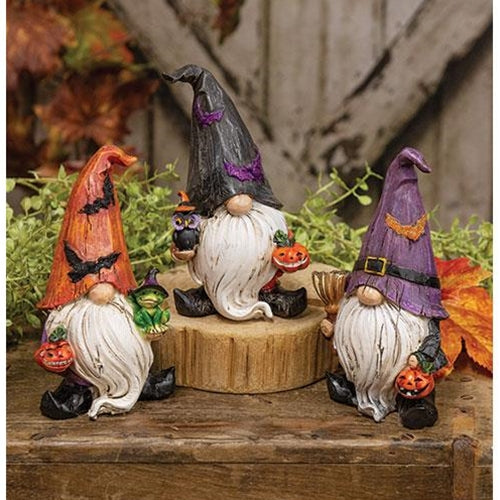 Resin Spooky Friend Halloween Gnome, 3 Assorted