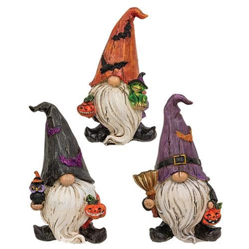 Resin Spooky Friend Halloween Gnome, 3 Assorted