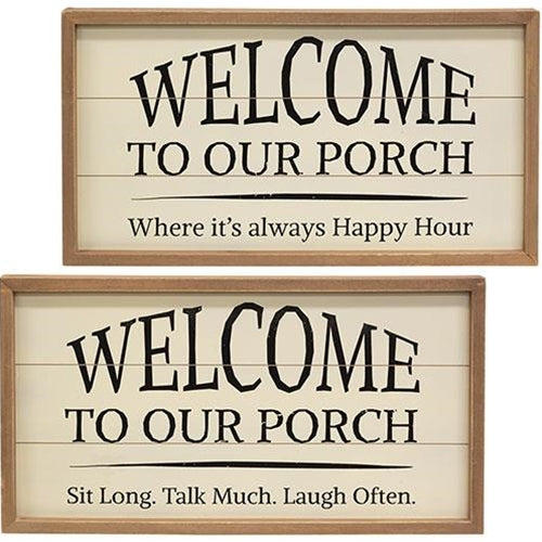 Welcome to Our Porch Framed Shiplap Sign, 2 Assorted