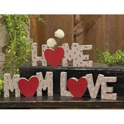 3/Set, Floral Mom, Love, Home Words w/Mini Vase