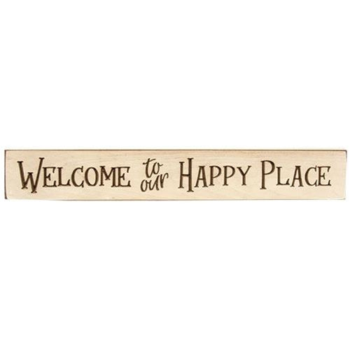 Welcome to Our Happy Place Engraved Sign, 24"