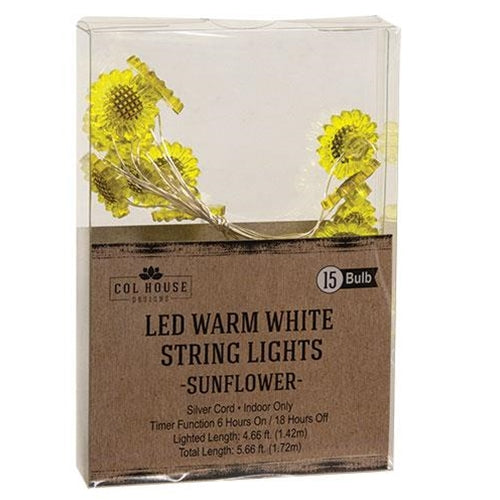 LED Sunflower Timer Lights, 15 Count