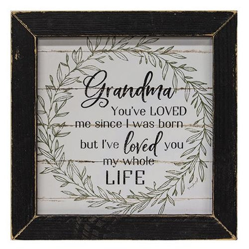 Grandma I Love You Print, 12", Black Wash Frame