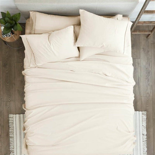 Full size Ivory Beige 6-Piece Wrinkle Resistant Microfiber/Polyester Sheet Set