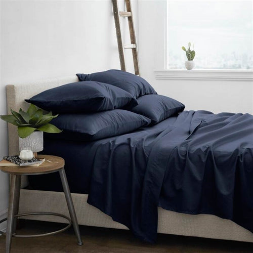 Queen Navy Blue 6-Piece Soft Wrinkle Resistant Microfiber/Polyester Sheet Set