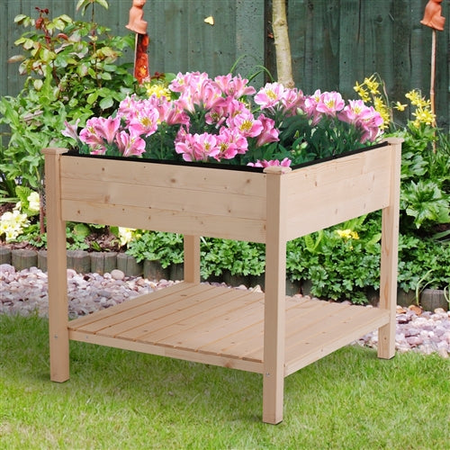 FarmHome Square Fir Wooden Raised Garden Planter Box