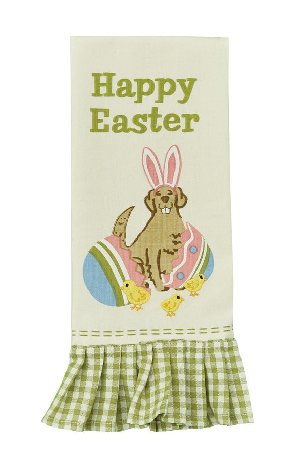 EASTER DOG EMBROIDERED PRINTED DISHTOWEL