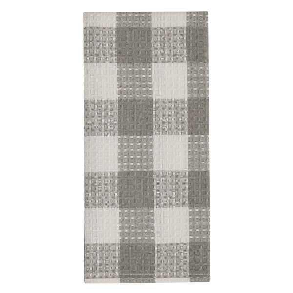 WICKLOW CHECK WAFFLE DISHTOWEL - DOVE