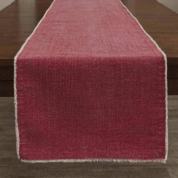 FRAYED EDGE TABLE RUNNER - FUCHSIA - 72"L