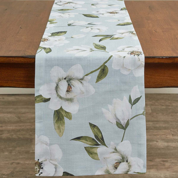 MAGNOLIA FLORAL TABLE RUNNER - 54"L