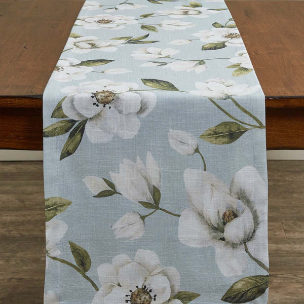 MAGNOLIA FLORAL TABLE RUNNER - 72"L