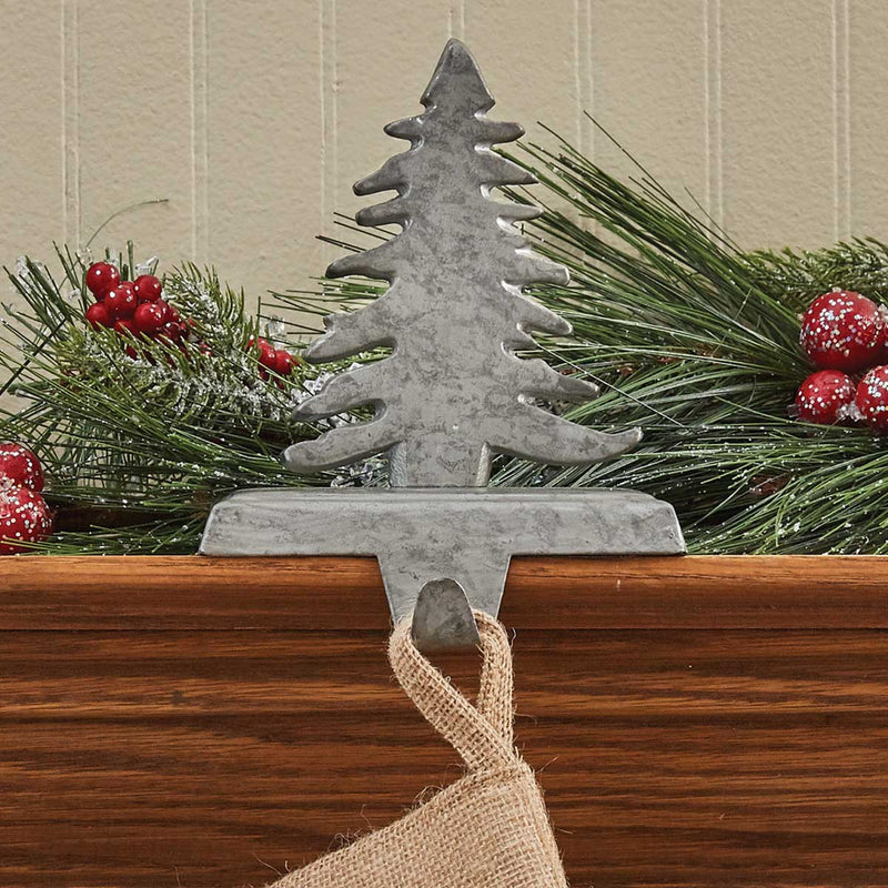 CHRISTMAS TREE STOCKING HANGER - GALVANIZED