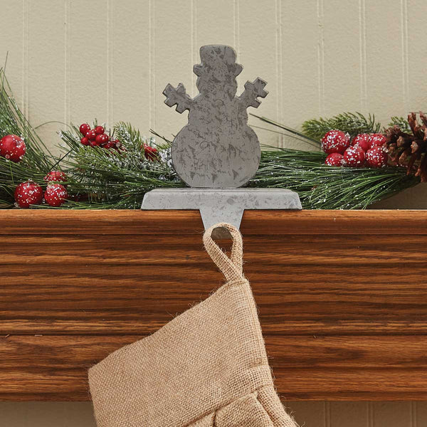 SNOWMAN STOCKING HANGER GALVINIZED