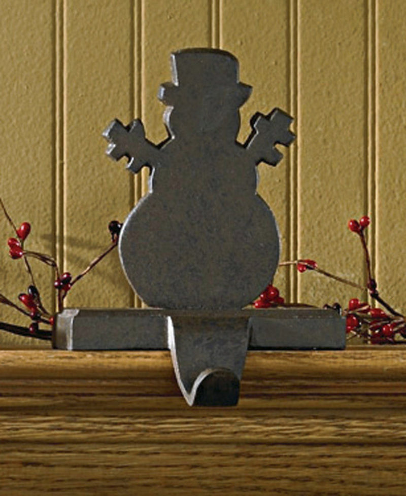 SNOWMAN STOCKING HANGER - IRON FINISH