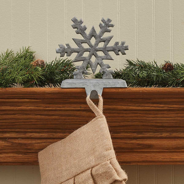 SNOWFLAKE STOCKING HANGER - GALVANIZED