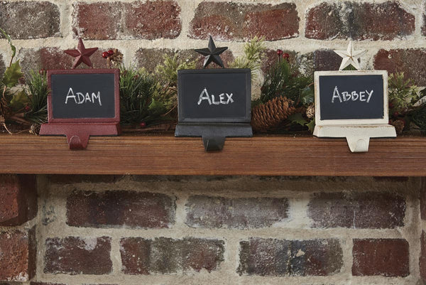 CHALKBOARD STOCKING HANGER - WHITE