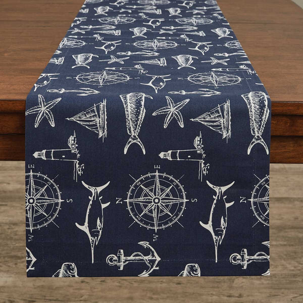 CAPTAIN'S QUARTERS TABLE RUNNER 54"L - NAVY