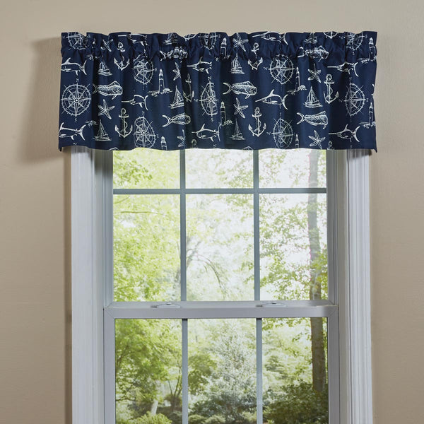 CAPTAIN'S QUARTERS VALANCE 14"L - NAVY