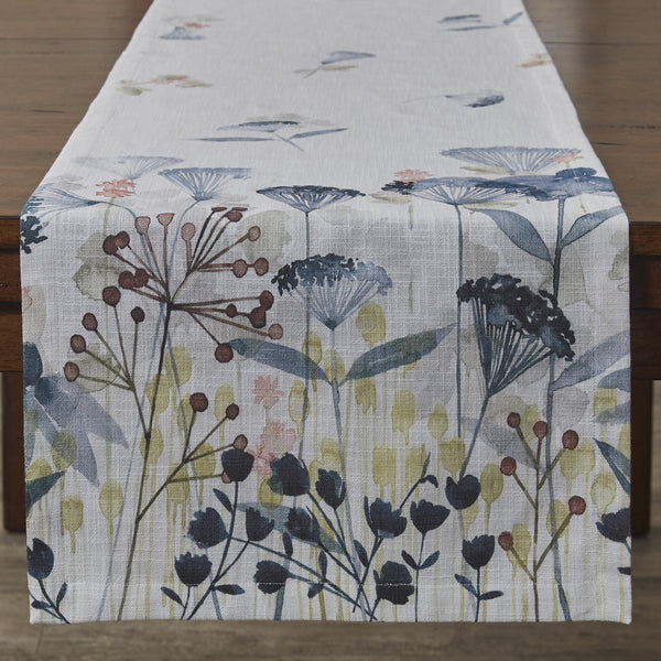 LAYERED GARDENS PRINTED TABLE RUNNER - 72"L