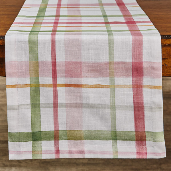 BELLA WATERCOLOR PLAID TABLE RUNNER 72" L