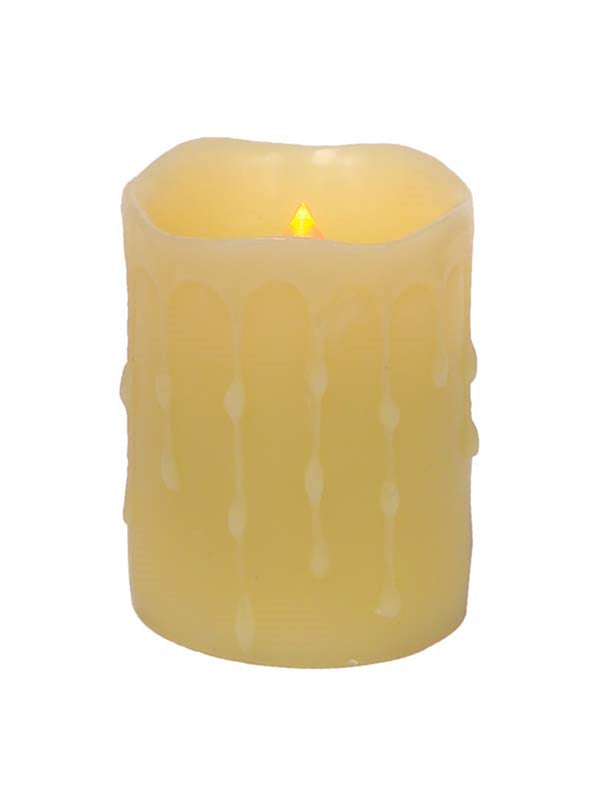 LED WAX DRIPPING PILLAR CANDLE (SET OF 4) 3"D X 4"H WAX/PLASTIC