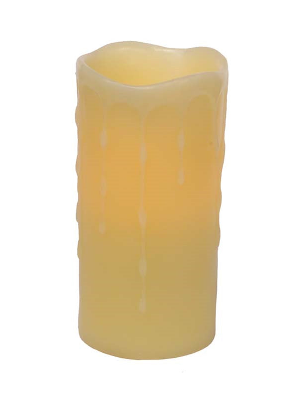 LED WAX DRIPPING PILLAR CANDLE (SET OF 4) 3"D X 6"H WAX/PLASTIC