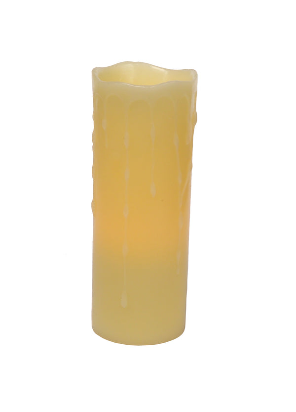 LED WAX DRIPPING PILLAR CANDLE (SET OF 3) 3"D X 8"H WAX/PLASTIC