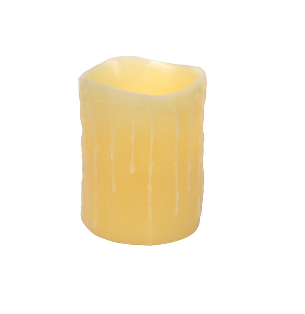 LED WAX DRIPPING PILLAR CANDLE (SET OF 3) 4"D X 5"H WAX/PLASTIC