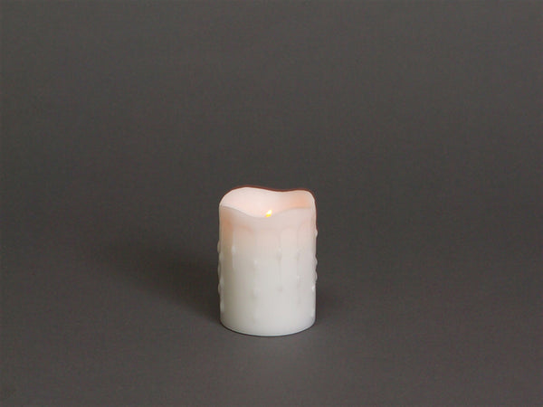 LED WAX DRIPPING PILLAR CANDLE (SET OF 4) 3"D X 4"H WAX/PLASTIC