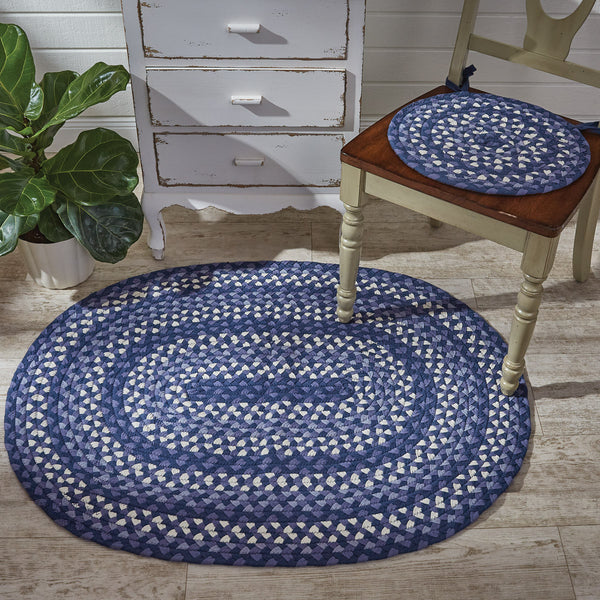 BLUESTONE BRAIDED OVAL RUG 32" X 42"