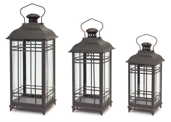 Metal & Glass Lantern Set