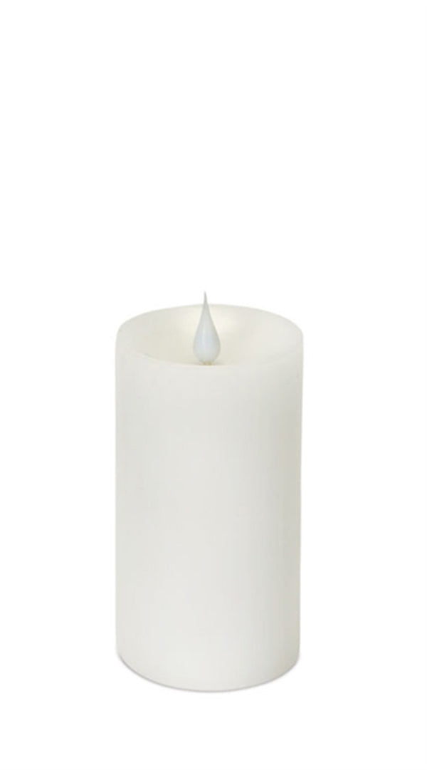 SIMPLUX WHITE LED PILLAR CANDLE W/MOVING FLAME (SET OF 2) 3"D X 5"H W/REMOTE