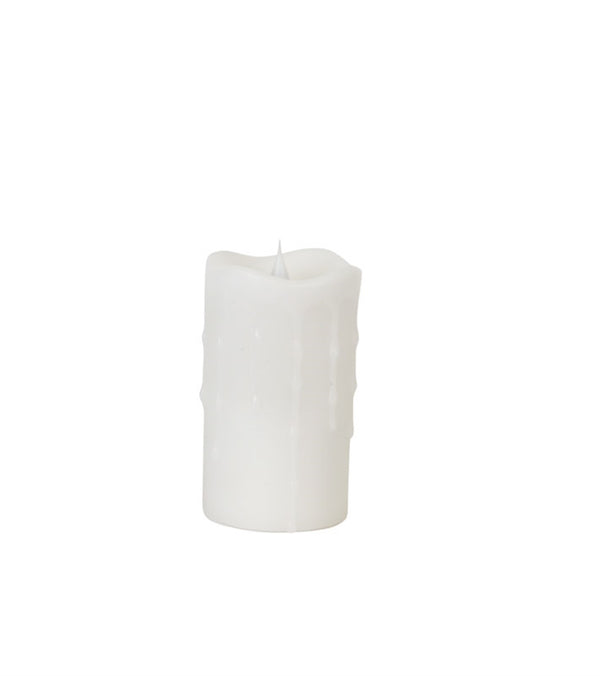 SIMPLUX WHITE LED DRIPPING CANDLE W/MOVING FLAME (SET OF 2)3"D X 5"H W/REMOTE