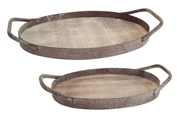 Wood Grain Metal Trays