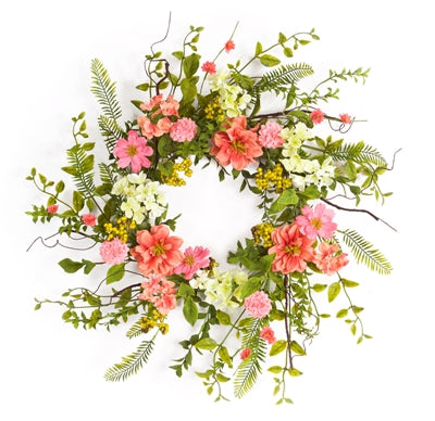 COSMOS/BERRY WREATH 27"D POLYESTER/PLASTIC