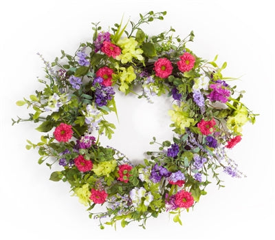 MIXED FLORAL WREATH 24"D