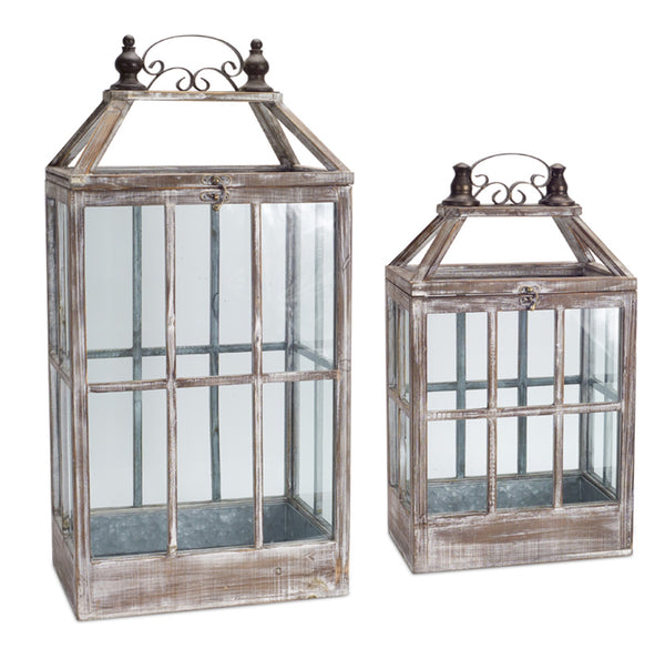 Wood & Metal Lantern Set