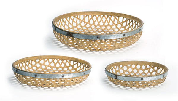 Round Woven Tray Set